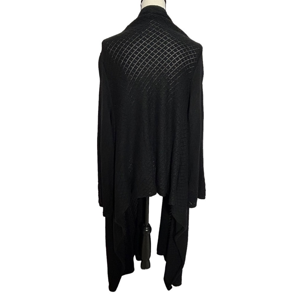Oscar Oscar De La Renta Black Open Knit Cashmere Wool High Low Cardigan - Picture 6 of 16